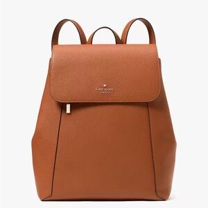 Kate Spade New York Lena Large Flap Tan Pebble Leather Backpack